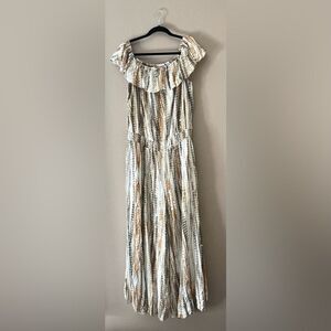 Laurie Felt Boho Tie Dye Off Shoulder Flowy Jumpsuit